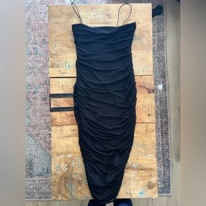 Black form fitting formal cocktail dress